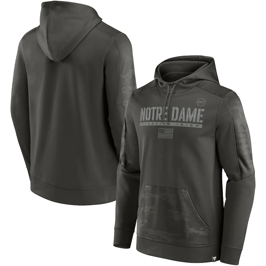 Men's Notre Dame Fighting Irish Olive OHT Military Appreciation Guardian Pullover Hoodie Men's Notre Dame Fighting Irish Olive OHT Military Appreciation Guardian Pullover Hoodie